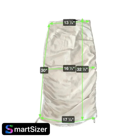 NWT Lioness String Along Skirt Ecru Satin Adjustable Ruched Sides Mini to Long 4 - Picture 14 of 14